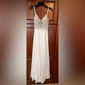 Lulus True Love White Beaded Rhinestone Maxi Dress